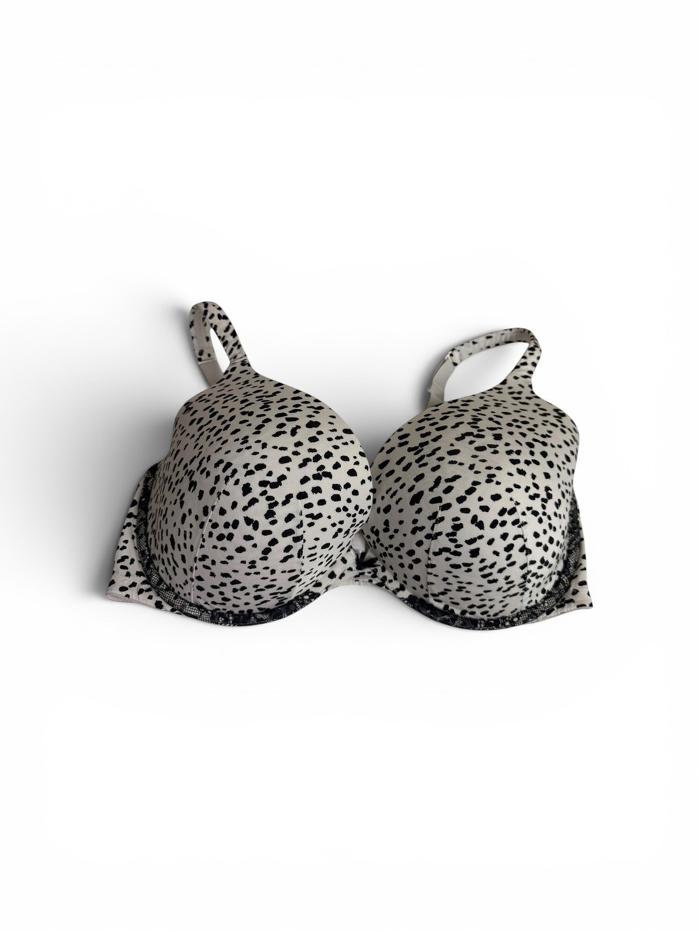 Cacique Plunge White Bra with Black leopard Print size 40DDD